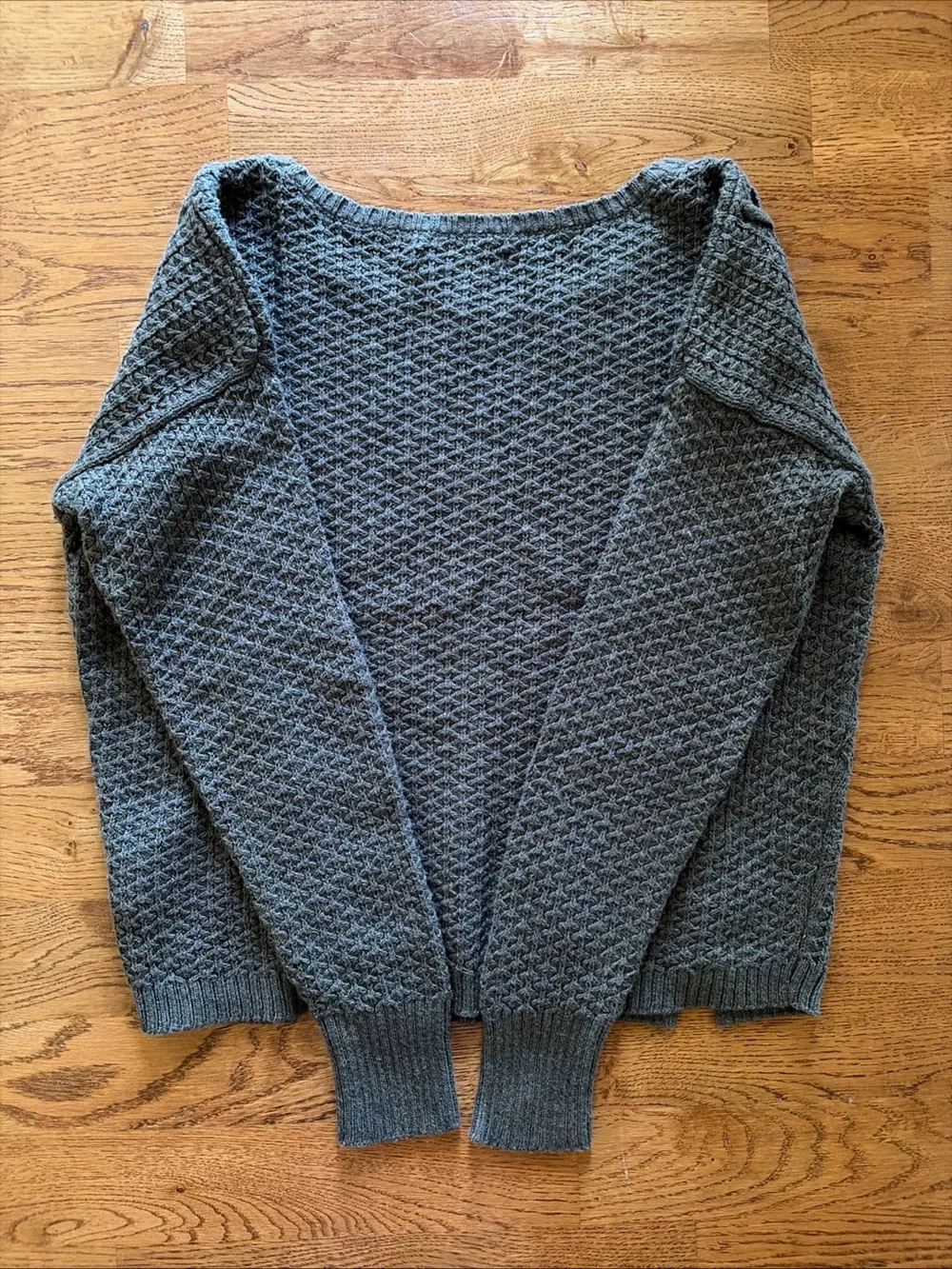 American Eagle Sweater Knit Pullover XS Soft Cross Stitch Crew Olive Green Army